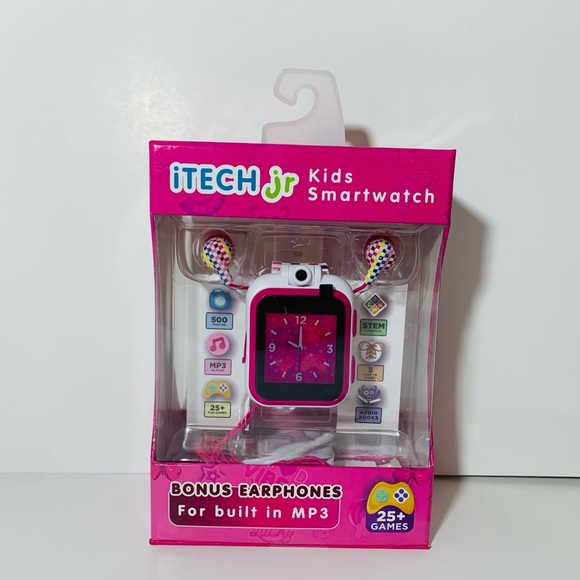 🆕 iTech Junior Girls Earbuds & Smartwatch Set - Rainbow Checker - Picture 6 of 8